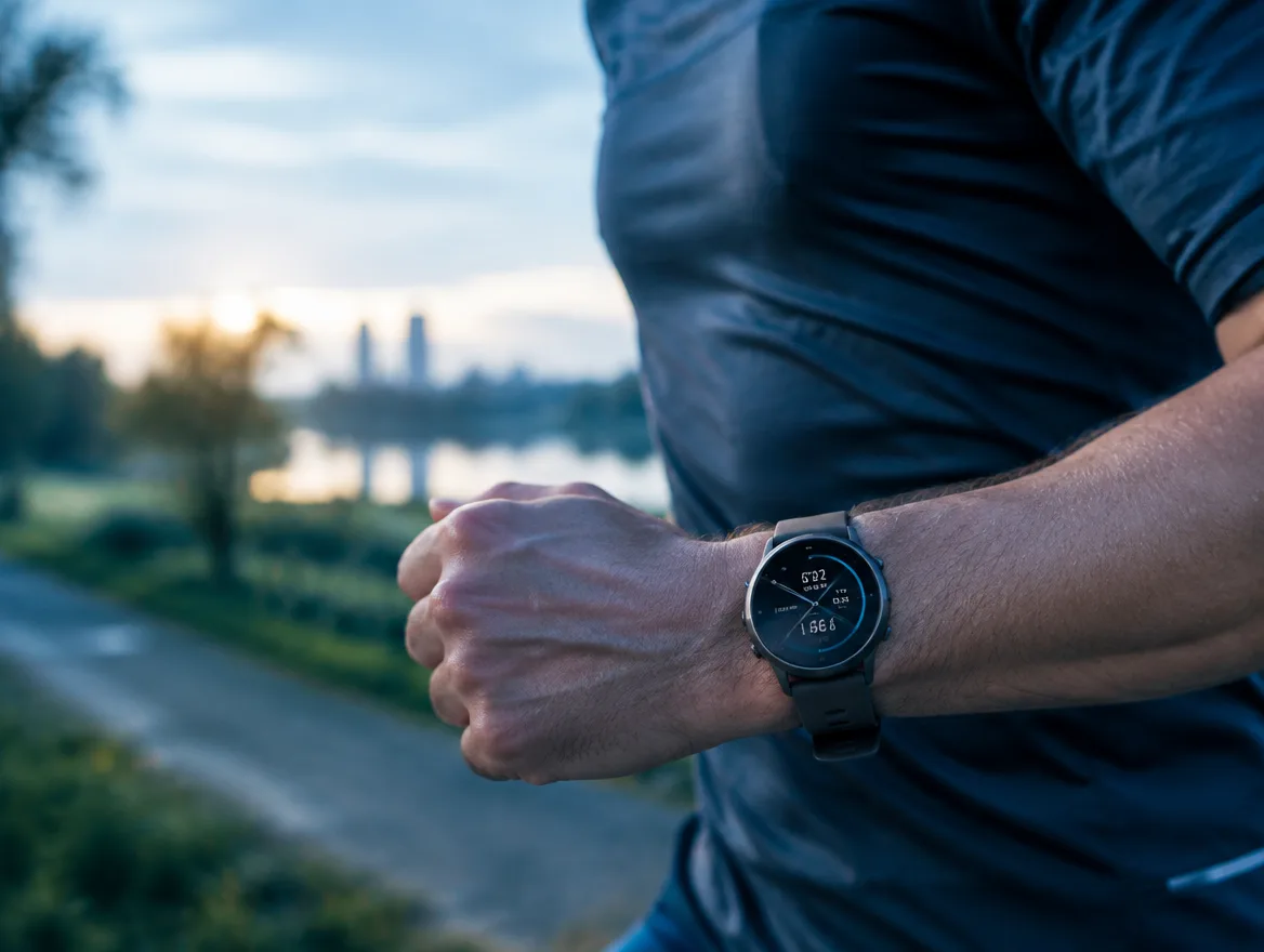 Personne suivant son activité avec une montre connectée